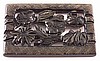 BP261 carved black bakelite rectangular flower pin